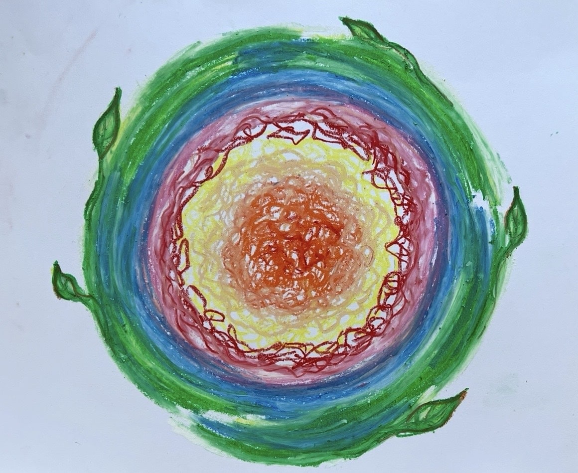 A calming landscape painting illustrating anxiety relief techniques practiced in a local art therapy session.