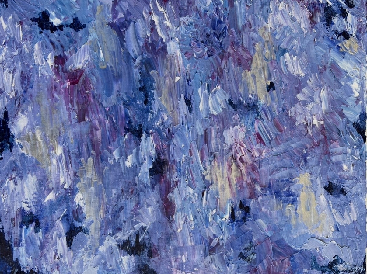 Close-up of colorful brushstrokes on a canvas from an expressive arts therapy session in the Lehigh Valley.